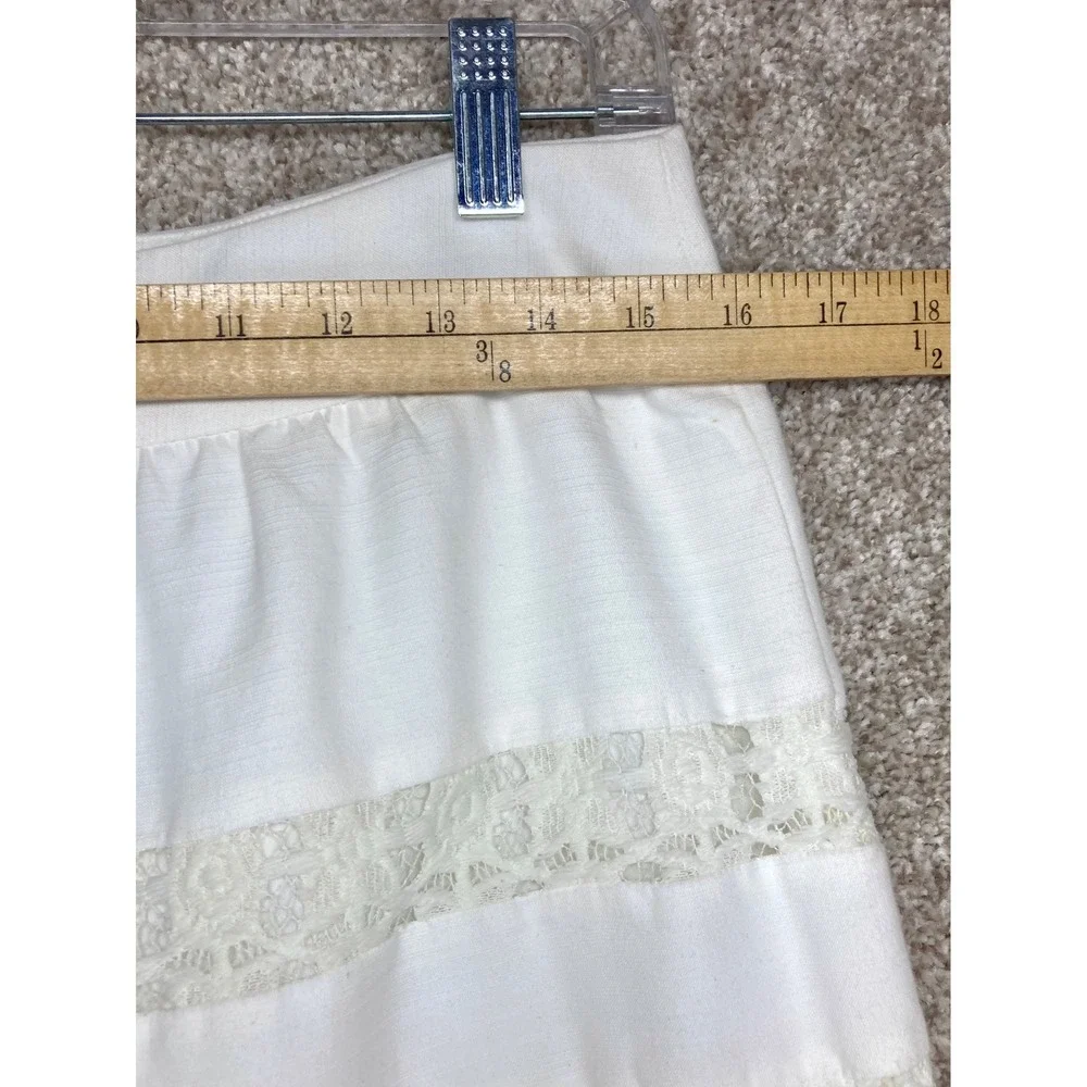 Ann Taylor Loft Crochet Lace Mini Skirt Womens 8 White Floral Cotton Summer Boho